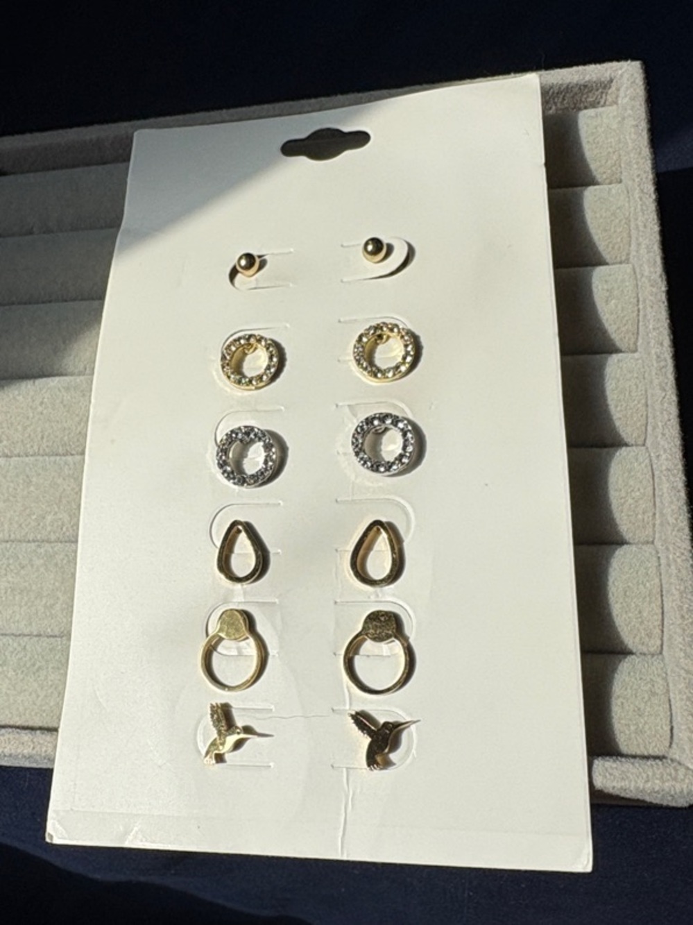 Gold and Silver Mixed Metal Earring Set - 6 Pairs